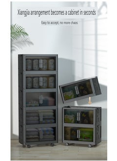 EXCLIFE 4 Layer Foldable Plastic Storage Box， Drawer Unit，50x36x118cm，black  - Image 4