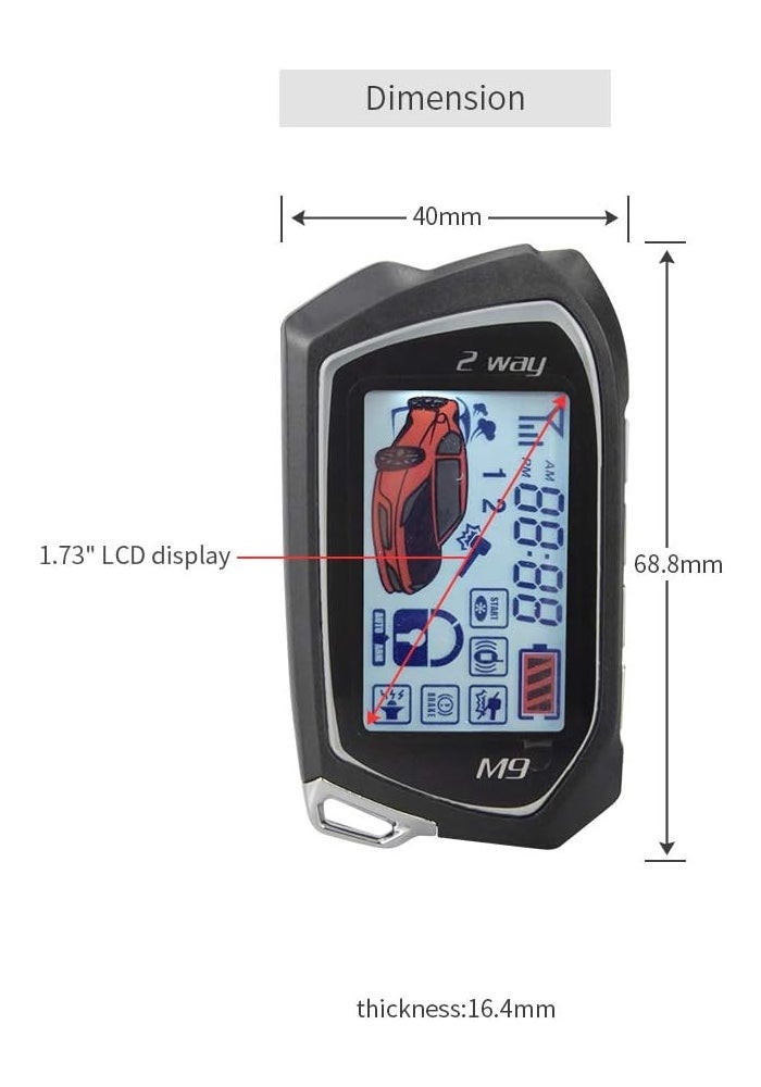 SOOMJ EASYGUARD 2 Way Car Alarm System EC201-M9 with 1.73 Inch LCD Display and Remote Starter - Image 3
