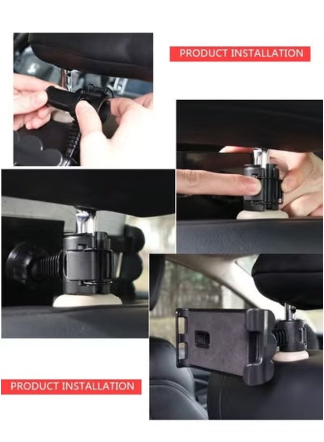 TIGER Universal Car Headrest Mount Holder for Smartphones & Tablets | 360° Rotatable ABS Material Tablet Stand with Adjustable Clamp | Secure Fit for Multiple Vehicle Headrests | Hands-Free Entertainment for Kids & Passengers | Ideal for Watching, Streaming, Navigation & Video Calls On-the-Go - Image 3