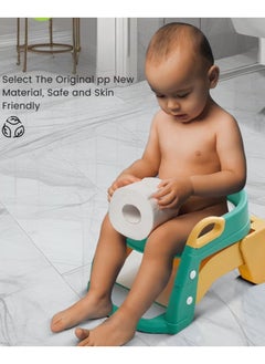 HaveDream Children's Toilet Seat Supplies-Auxiliary Toilet Ladder, Infant Baby Ladder Folding Toilet Seat (Three-In-One Green PVC)  - Image 3
