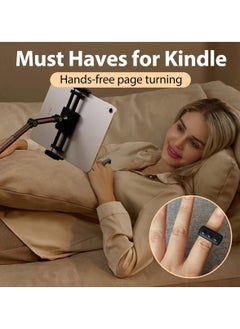 GUDOO حلقة دوارة للصفحة بجهاز التحكم عن بعد لجهاز Kindle Paperwhite/Oasis، وحدة تحكم للقارئ الإلكتروني بلوتوث، حلقة TikTok، مصراع الكاميرا - أسود  - Image 2