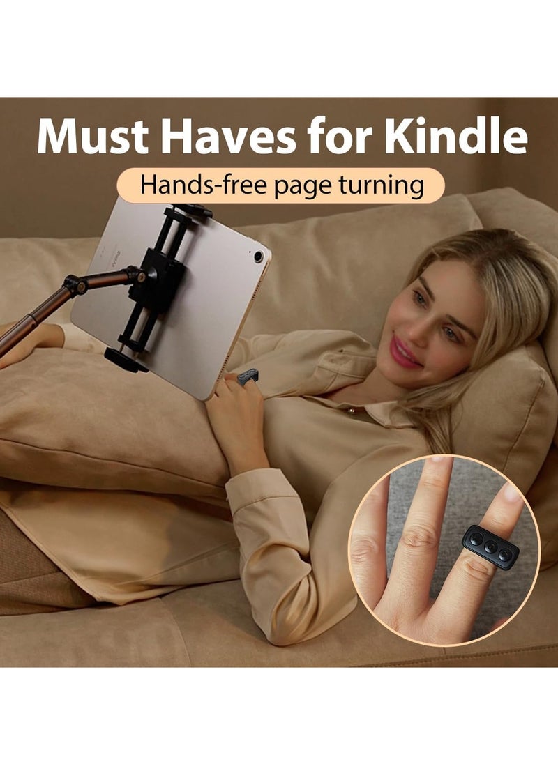 GUDOO - حلقة دوارة للصفحة بجهاز التحكم عن بعد لجهاز Kindle Paperwhite/Oasis، وحدة تحكم للقارئ الإلكتروني بلوتوث، حلقة TikTok، مصراع الكاميرا - أسود - Image 1