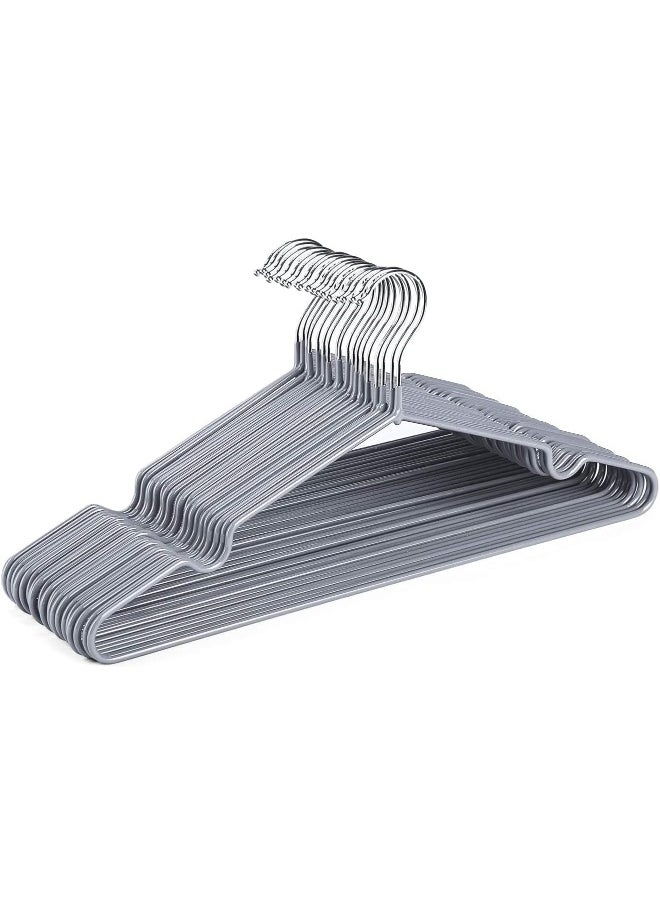 HOUSE DAY - HOUSE DAY Metal Hangers Plastic Hangers 10 Pack - Grey Shirt Hangers for Clothes Space Saving Clothes Hangers Rubber Coat Hangers for Adult Heavy Duty Hangers Strong Anti-Slip Hangers Wire Hangers - Image 1