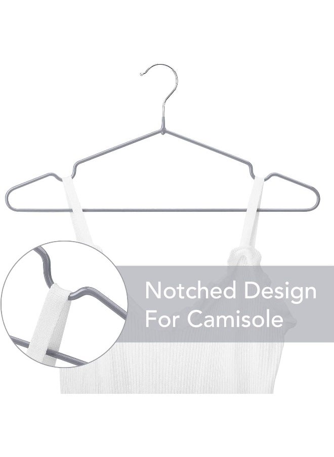 HOUSE DAY - HOUSE DAY Metal Hangers Plastic Hangers 10 Pack - Grey Shirt Hangers for Clothes Space Saving Clothes Hangers Rubber Coat Hangers for Adult Heavy Duty Hangers Strong Anti-Slip Hangers Wire Hangers - Image 1