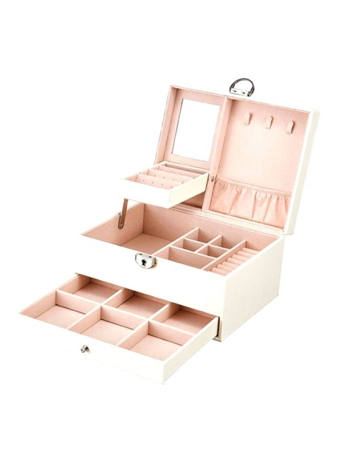 docooler Multi-Layer Jewelry Organizer Box White/Pink - Image 1