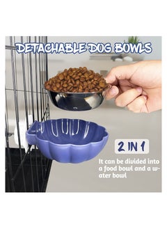 Y&D Crate Dog Bowl, Removable Stainless Steel Pet Bowl Hanging Food & Water Feeder, Puppy, Ferret, 2 Pack  - Image 2