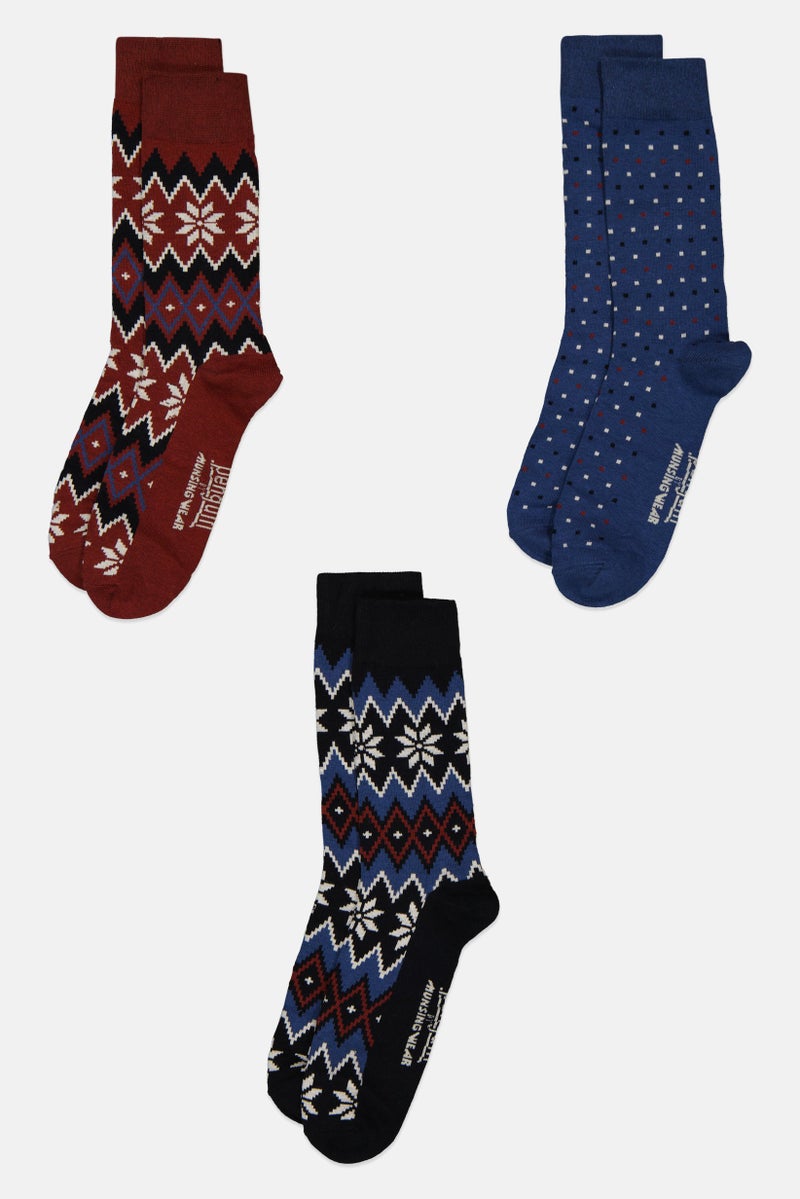 Original Penguin Men 3 Pairs Graphic Print Crew Socks, Multicolor - Image 4
