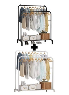 Generic Clothes Organizer And Holder Metal Stand (1+1) Black+White 150x110x54 cm 