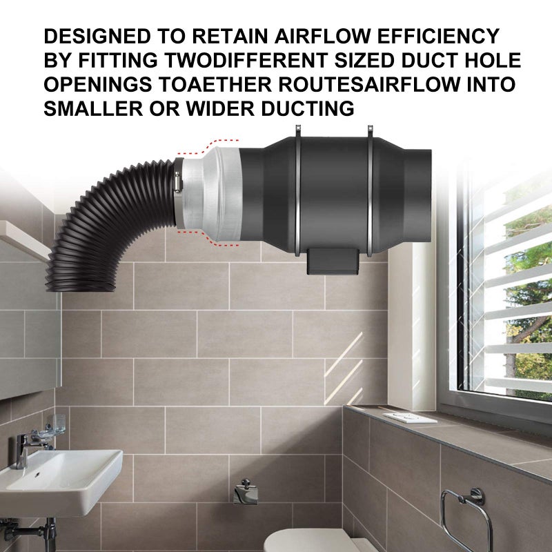 Kikerike Duct Reducter 8 to 6 Air Ducting Reducer Increaser Air Duct Adapter or Round Metal Pipe Reducer for Bathroom Kitchen Ventilation Systems - Image 3