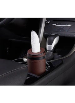 CARONIC 1 Pcs Cylinder Tissue Box for Car, Leather Tissue Box Holder ,Car Interior Leather Tissue Cup Brown  - Image 3