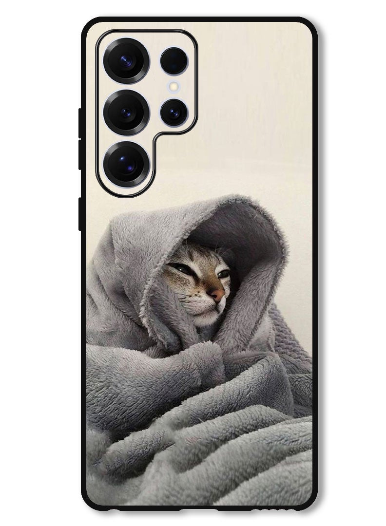 Theodor Protective Case Anti Scratch Shock Proof Bumper Cover For Samsung Galaxy S25 Ultra Cat in Blanket - Image 1
