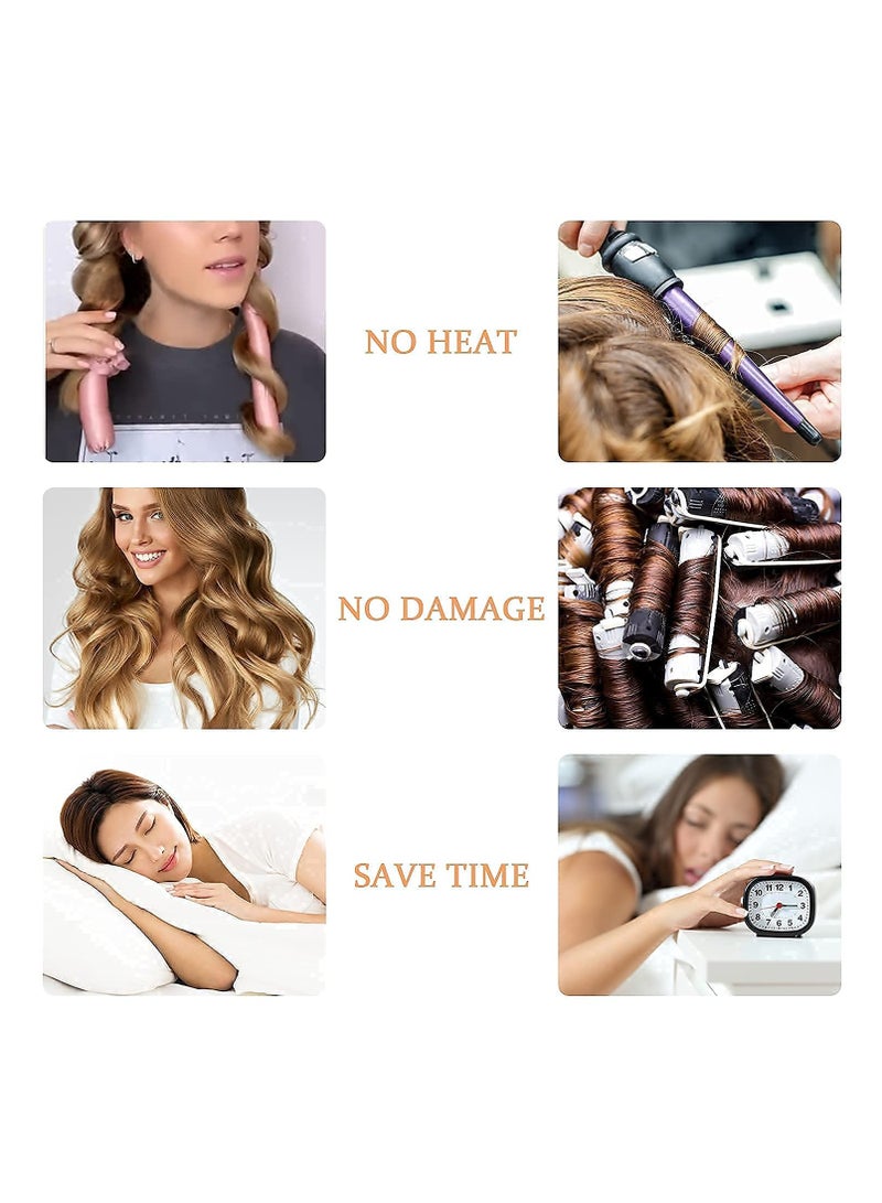 Zikra Heatless Hair Rollers, Hair Curlers for Long Hair with Hair Clips and Scrunchie, No Heat Curls Silk Ribbon Hair Rollers Sleeping Soft Headband Wave Formers Hair Curlers, DIY Hair Styling Tools - Image 5