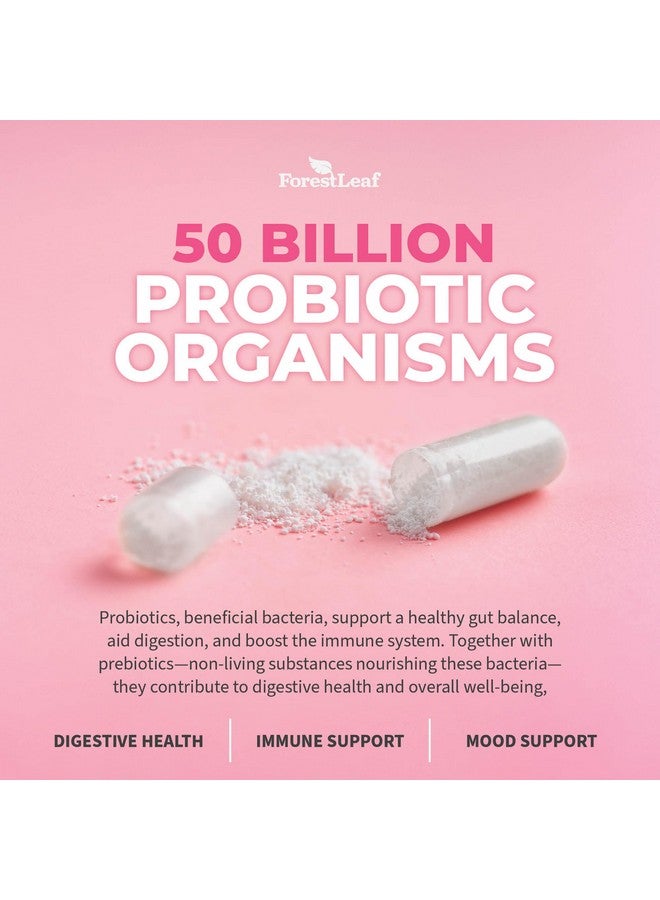 ForestLeaf Probiotics for Women, 50 Billion CFU, 26 Unique Strains, Women's Probiotic and Prebiotics Support Digestive Health, w/ Cranberry, Hibiscus & D-Mannose for Vaginal PH Balance, Urinary, Gut (30 Caps)  - Image 5