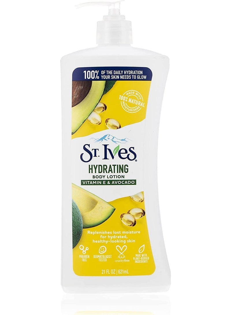 St. Ives Hydrating Body Lotion with Vitamin E & Avocado | For Smooth & Supple Skin | Deeply Hydrates & Nourishes | Dermatologically Tested | 621ml