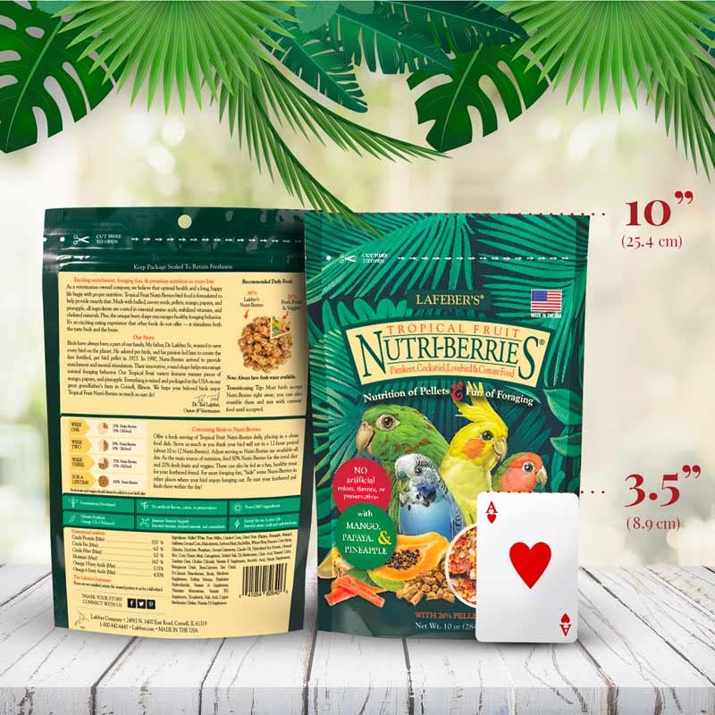LAFEBER'S Tropical Fruit Nutri-Berries Pet Bird Food, Made with Non-GMO and Human-Grade Ingredients, for Cockatiels Conures Parakeets (Budgies) Lovebirds (Tropical Fruit 10 oz Pack of 2) - Image 5