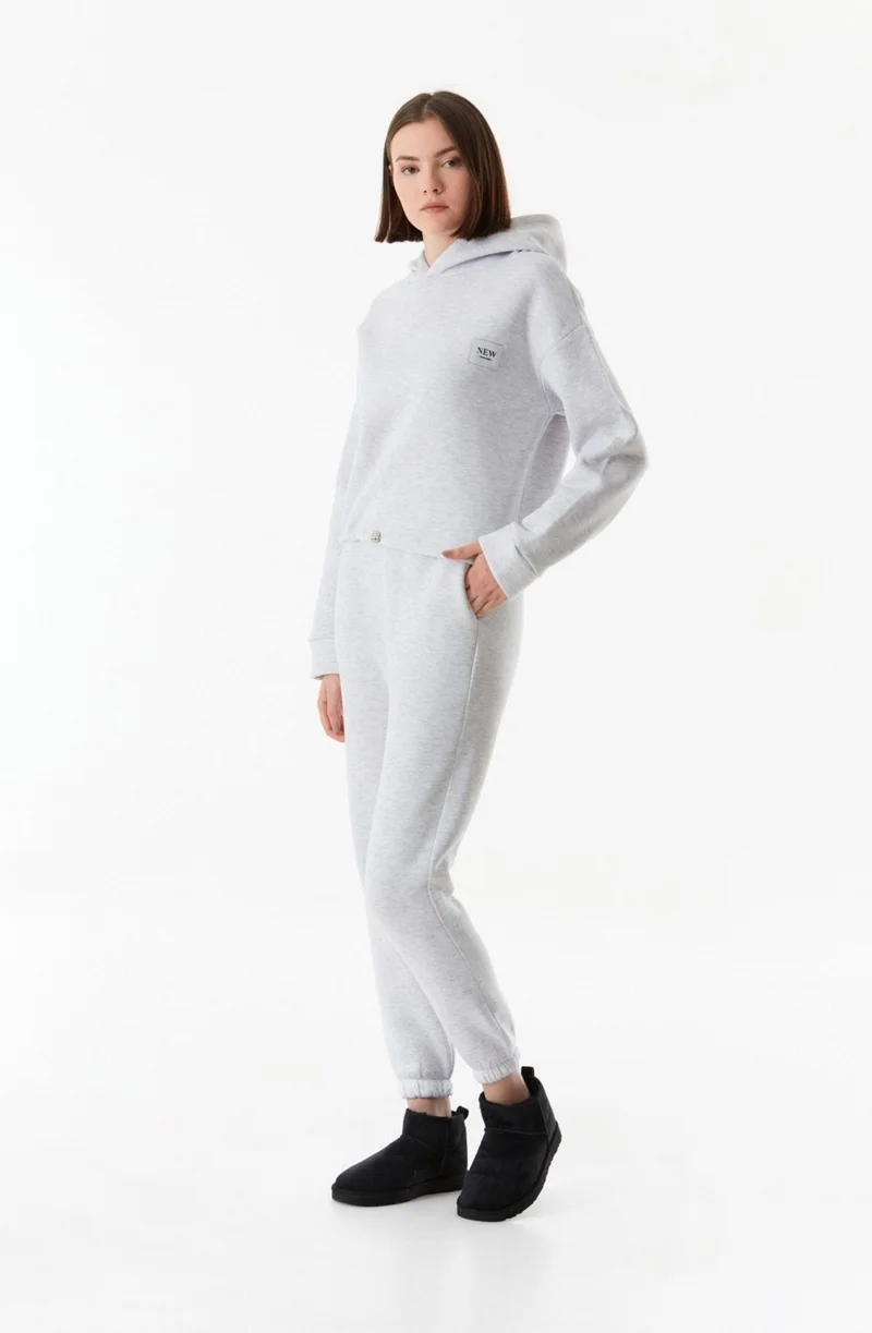 FullaModa Embroidered Elastic Waist Jogger Tracksuit Set