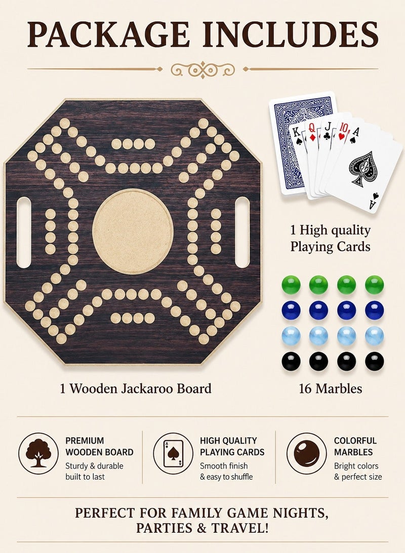 Jackaroo Royal Jackaroo Board And Card Games Set With 16 Marble Stones Durable Sturdy - Image 2