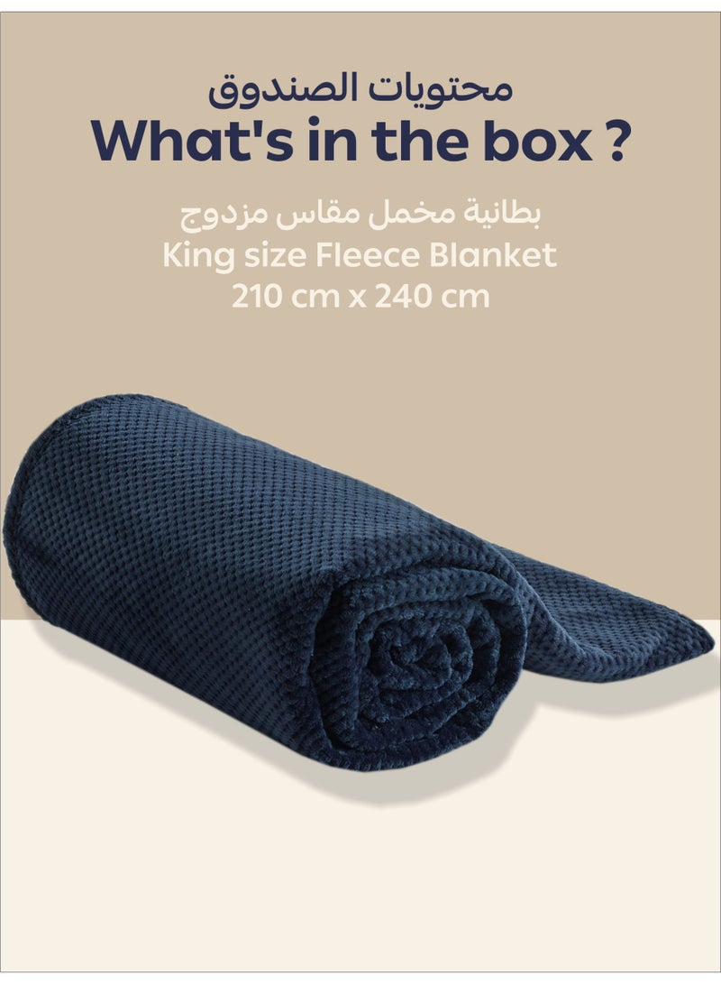 Donetella Fleece Blanket, King Size 210x240 cm, 350 GSM, Waffle Texture - Lightweight Ultra Soft & Warm Solid Throw Blanket, Cozy for Sofa, Bed & Couch  - Image 3