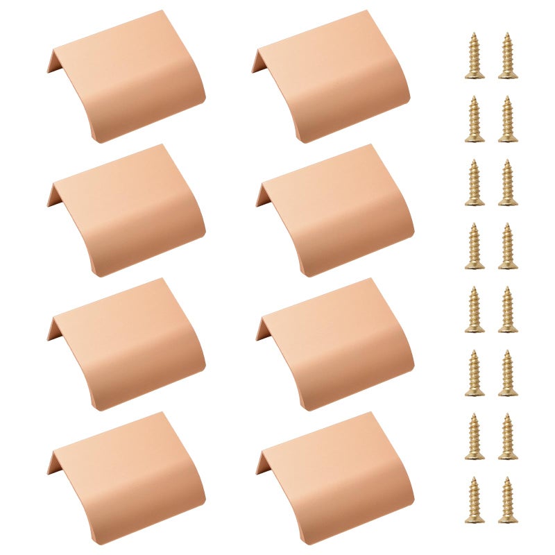 MOROBOR Finger Edge Pull 8 PCS Concealed Modern Style Drawer Handle Aluminum Alloy Invisible Wardrobe Handle for Cabinet Hardware 50 mmRose Gold