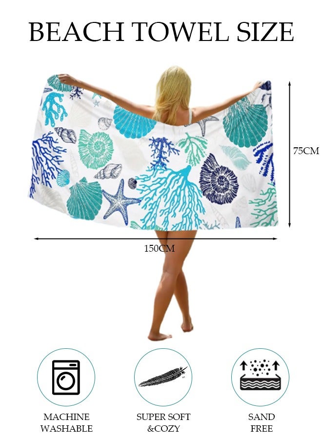 DUNISO Oversized Beach Towel, 150*75cm Microfiber Beach Towels, Quick Dry Towel for Swimmers Sand Proof Beach Towels for Adults Kids, Cool Pool Towels Beach Accessories Absorbent Towel for Travel Swim Yoga - Image 3