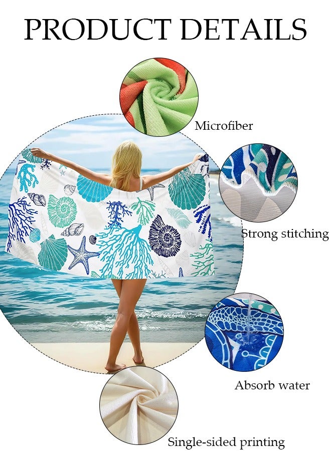 DUNISO Oversized Beach Towel, 150*75cm Microfiber Beach Towels, Quick Dry Towel for Swimmers Sand Proof Beach Towels for Adults Kids, Cool Pool Towels Beach Accessories Absorbent Towel for Travel Swim Yoga - Image 2
