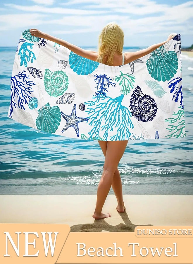DUNISO Oversized Beach Towel, 150*75cm Microfiber Beach Towels, Quick Dry Towel for Swimmers Sand Proof Beach Towels for Adults Kids, Cool Pool Towels Beach Accessories Absorbent Towel for Travel Swim Yoga - Image 1