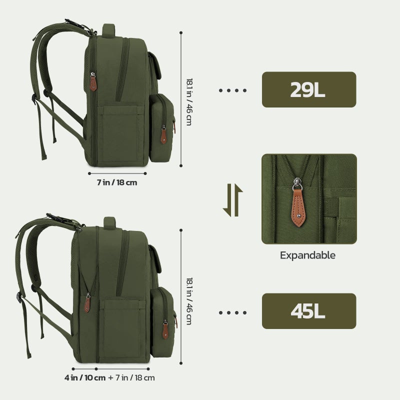 Maelstrom Large Diaper Bag,29L-45L Expandable Diaper Bag Backpack for 2 Kids/Twins Baby Stuff, with Removable Cross Body Bottle Bag for Mom/Dad,Stylish Baby Bag Gift for Boys/Girl-Army Green - Image 3