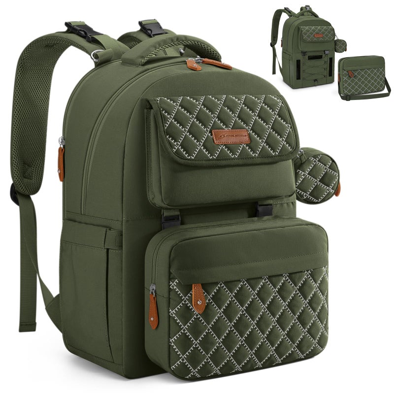 Maelstrom Large Diaper Bag,29L-45L Expandable Diaper Bag Backpack for 2 Kids/Twins Baby Stuff, with Removable Cross Body Bottle Bag for Mom/Dad,Stylish Baby Bag Gift for Boys/Girl-Army Green - Image 1