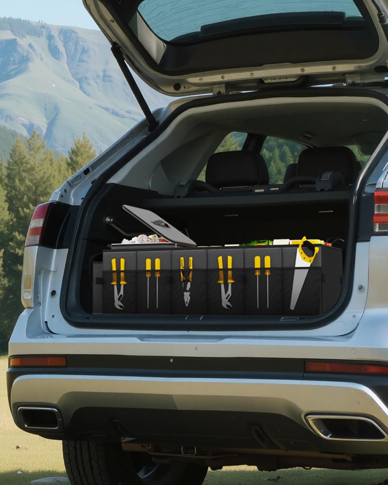 HOTOR Trunk Organizer for Car & SUV, Sturdy Car Organizer with Removable Cooler, Large Foldable Trunk Organizer with Cooler, 3 Compartments, Adjustable Straps, Black, 35.43”×14.17“×10.63” - Image 5