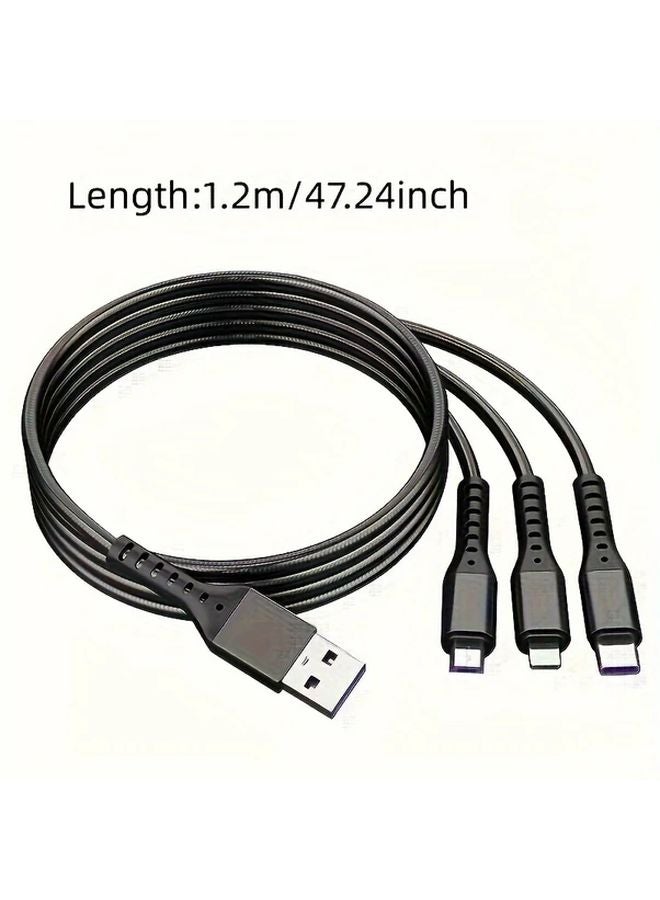 Red 1 2m 66W Super Fast Charging Cable 3 In 1 Multi Function For iPhone Android Type C - Image 3