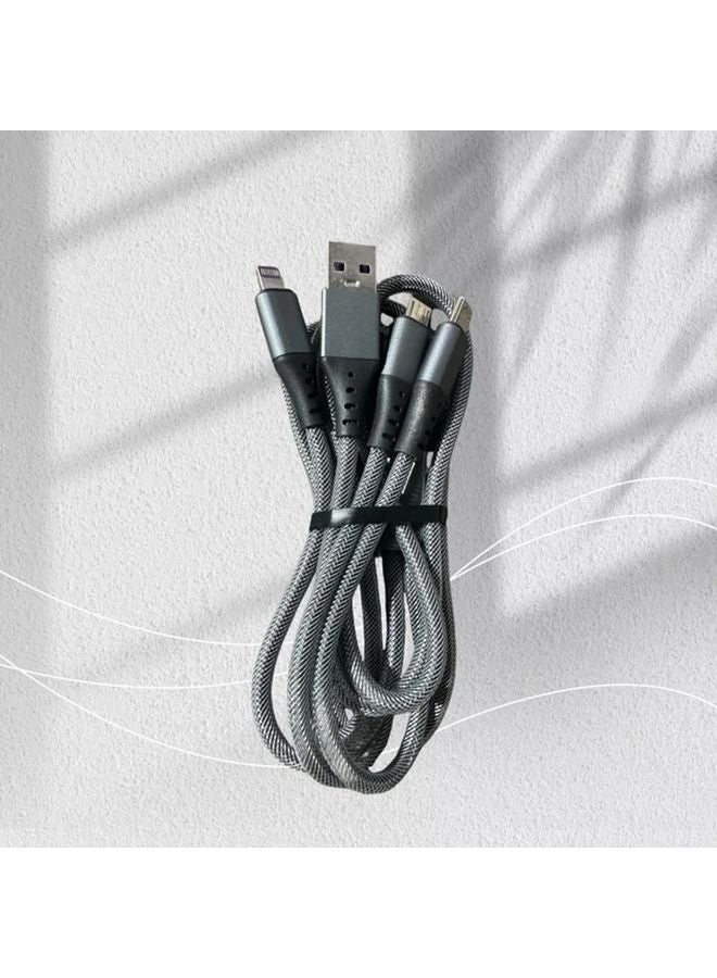 Red 1 2m 66W Super Fast Charging Cable 3 In 1 Multi Function For iPhone Android Type C - Image 4