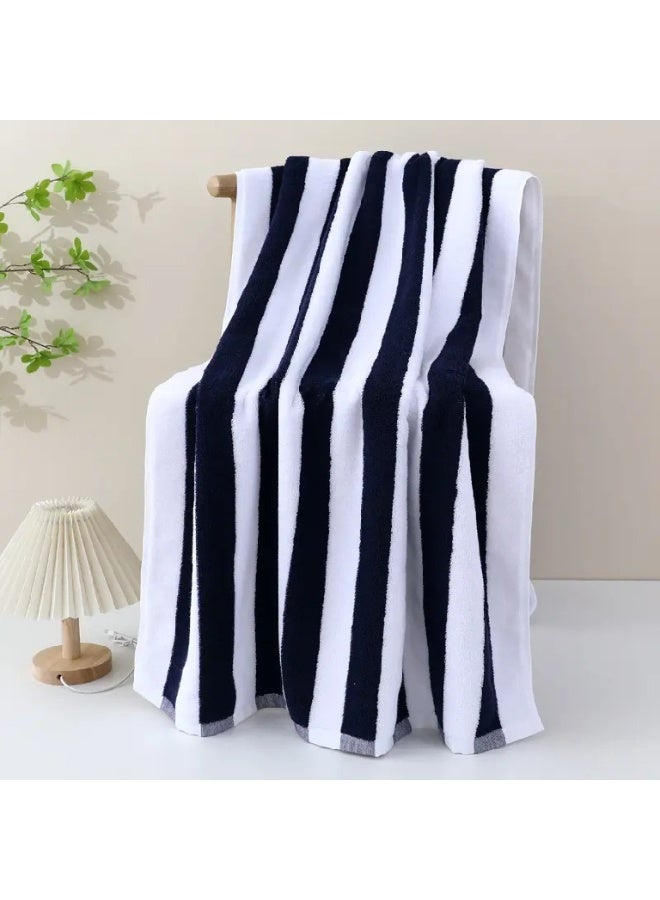 TM HOME Striped Beach Towel, 200 x 100 cm, Soft and Highly Absorbent, Quick Dry, Refined Hotel-Style Finish, Navy Blue - Image 4