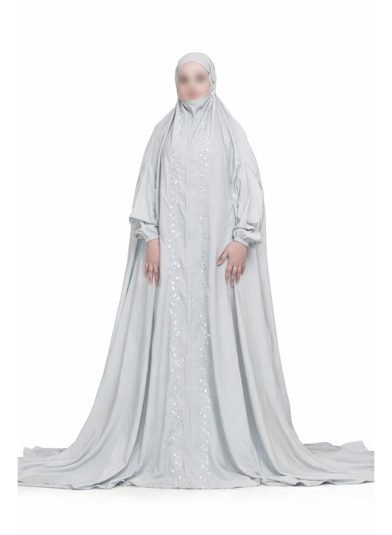Women’s flared prayer dress with a loose and comfortable design, made from soft, cool, high-quality fabric. Features an elasticated head opening for secure fit and wide sleeves. One large size, available in various solid colors, suitable for daily use or as a gift. - Image 1