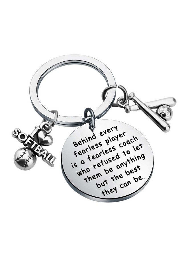 AKTAP Softball Gift Softball Coach Key Rings Behind Every Fearless Player Is A Fearless Coach Appreciation Gift Softball Jewelry - Image 1