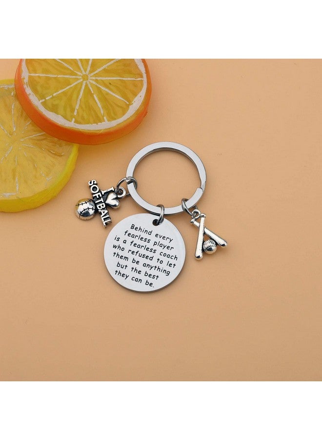 AKTAP Softball Gift Softball Coach Key Rings Behind Every Fearless Player Is A Fearless Coach Appreciation Gift Softball Jewelry - Image 2