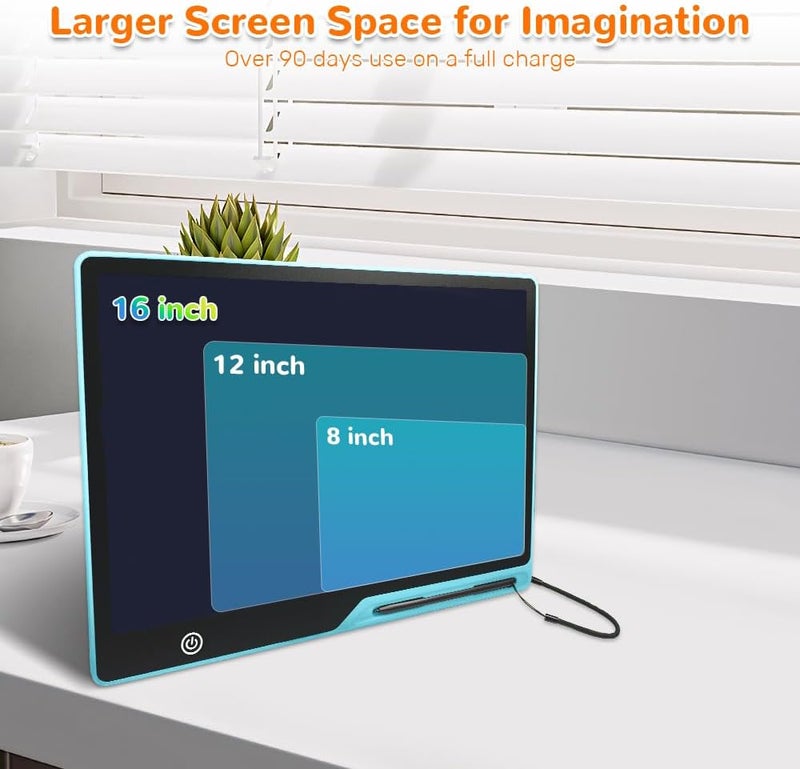لوحة كتابة LCD للأطفال، شاشة ملونة بحجم 16 بوصة، لوحة رسم إلكترونية قابلة لإعادة الشحن مع قلم، لوحة كتابة رقمية محمولة قابلة للمسح، هدية للأولاد والبنات - Image 2