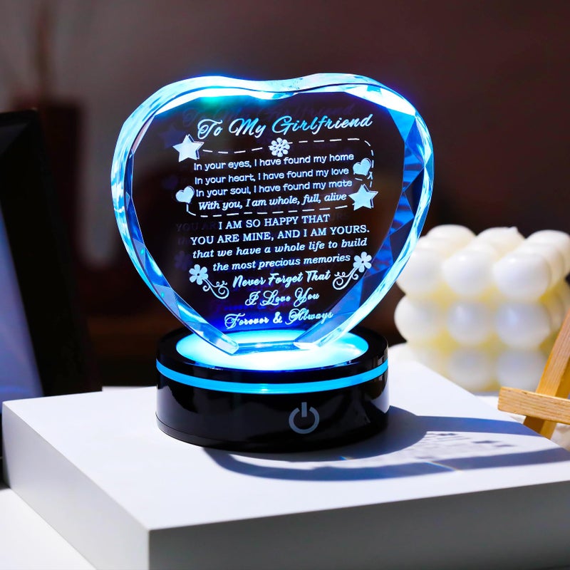 YWHL Gifts for Girlfriend with Colorful Base Romantic Heart Crystal Keepsakes to My Girlfriend Gifts from Boyfriend on Birthday Anniversary I Love You Gifts for Her - Image 5