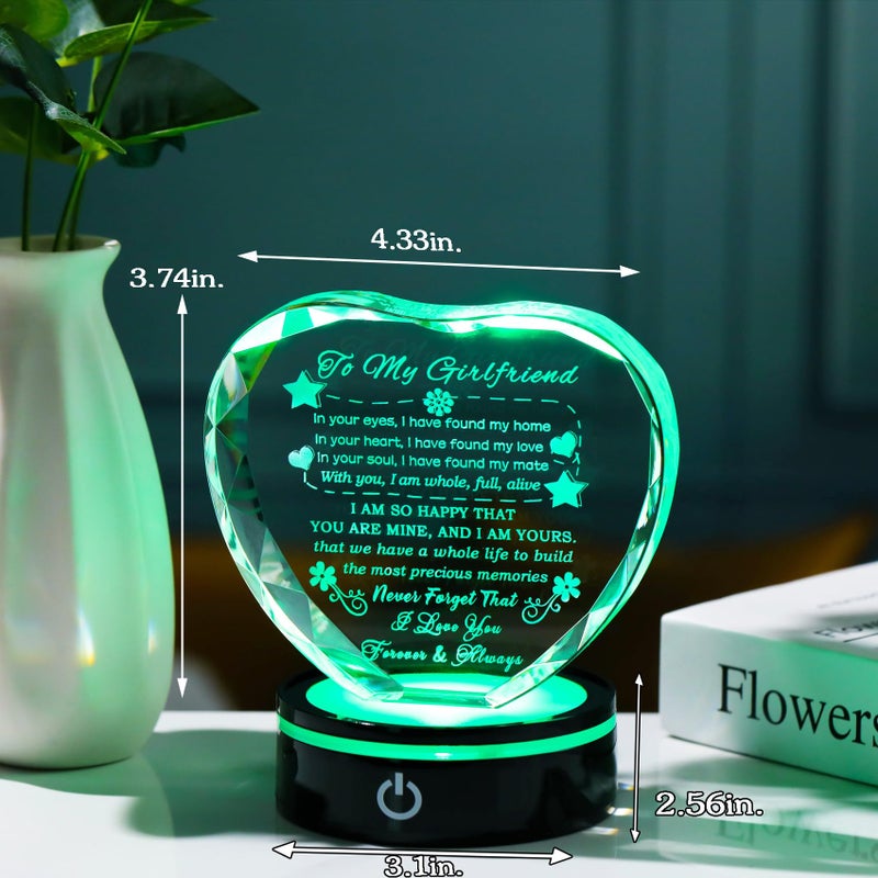 YWHL Gifts for Girlfriend with Colorful Base Romantic Heart Crystal Keepsakes to My Girlfriend Gifts from Boyfriend on Birthday Anniversary I Love You Gifts for Her - Image 4