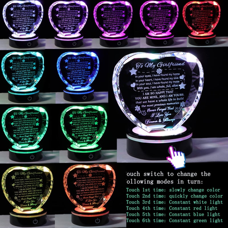 YWHL Gifts for Girlfriend with Colorful Base Romantic Heart Crystal Keepsakes to My Girlfriend Gifts from Boyfriend on Birthday Anniversary I Love You Gifts for Her - Image 2