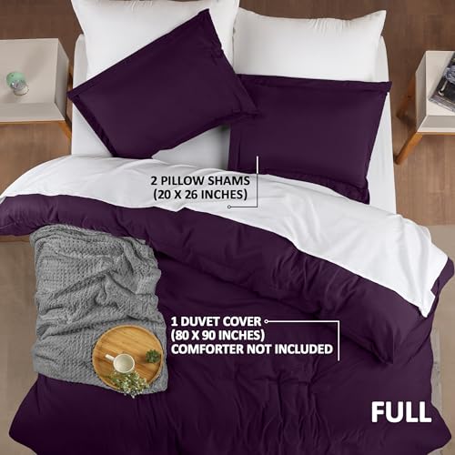 Utopia Bedding Duvet Cover Full Size - 3 Piece with Zipper Closure - 1 Comforter Cover 80X90 Inches & 2 Pillow Shams 20X26 Inches (Purple) Comforter Not Included - Image 2