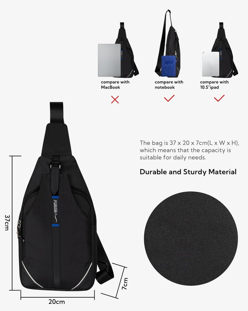 WATERFLY Medium Crossbody Sling Backpack Anti Theft Backpack for Traveling Chest Shoulder Bag - Image 2