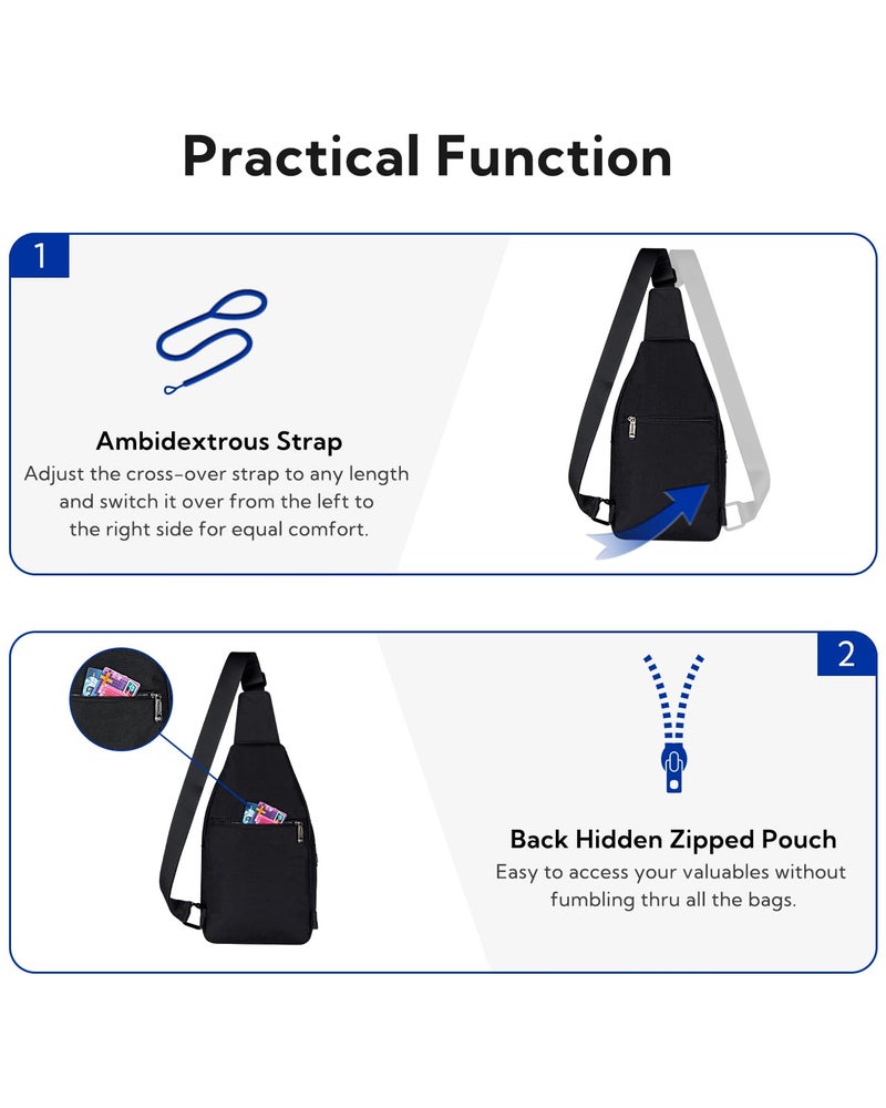 WATERFLY Medium Crossbody Sling Backpack Anti Theft Backpack for Traveling Chest Shoulder Bag - Image 4