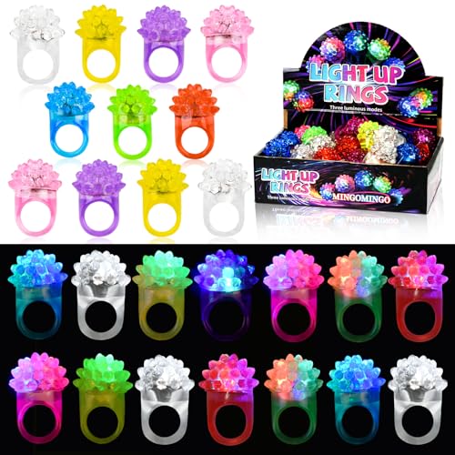 MINGOMINGO 25 Pack LED Light Up Rings Glow Rings Bachelorette Party Favors Bridal Shower Favors Graduation Favors Bulk Classroom Prizes 3Mode Flashing - Image 1