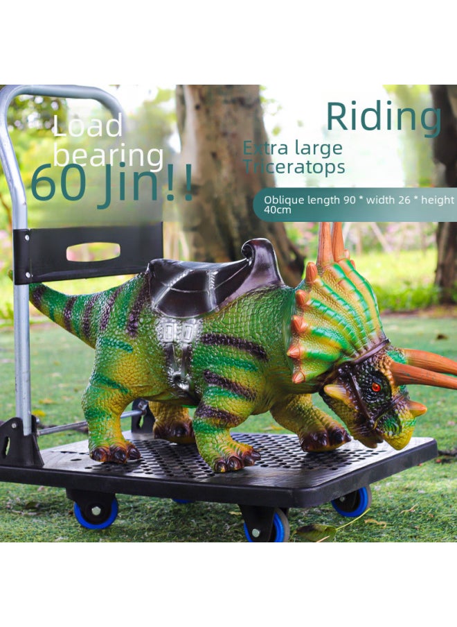 Generic - Toy Dinosaur Models Tyrannosaurus Rex Triceratops Pterosaur Pteranodon Allosaurus Stegosaurus Ankylosaurus Brachiosaurus-Color:(can Sit 30kg) Retro Triceratops 66cm-Specifications:Dinosaur Sounds - Image 1