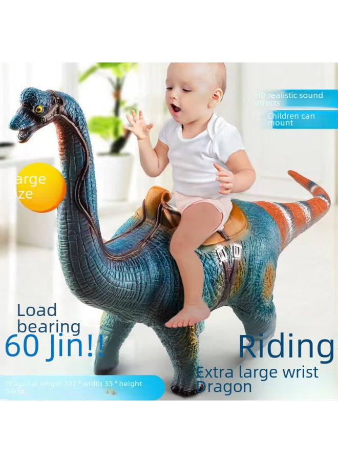 Generic - Toy Dinosaur Models Tyrannosaurus Rex Triceratops Pterosaur Pteranodon Allosaurus Stegosaurus Ankylosaurus Brachiosaurus-Color:(can Sit 30kg) Retro Triceratops 66cm-Specifications:Dinosaur Sounds - Image 1