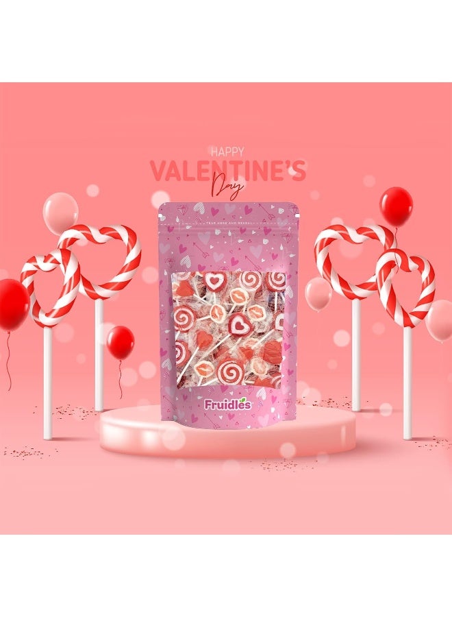 Fruidles Valentine's Lollipop Party Mix, Hearts, Lips N' Swirls Mixed Fruit Flavor Assortment, Individually Wrapped Assorted Half-Pound - Image 3