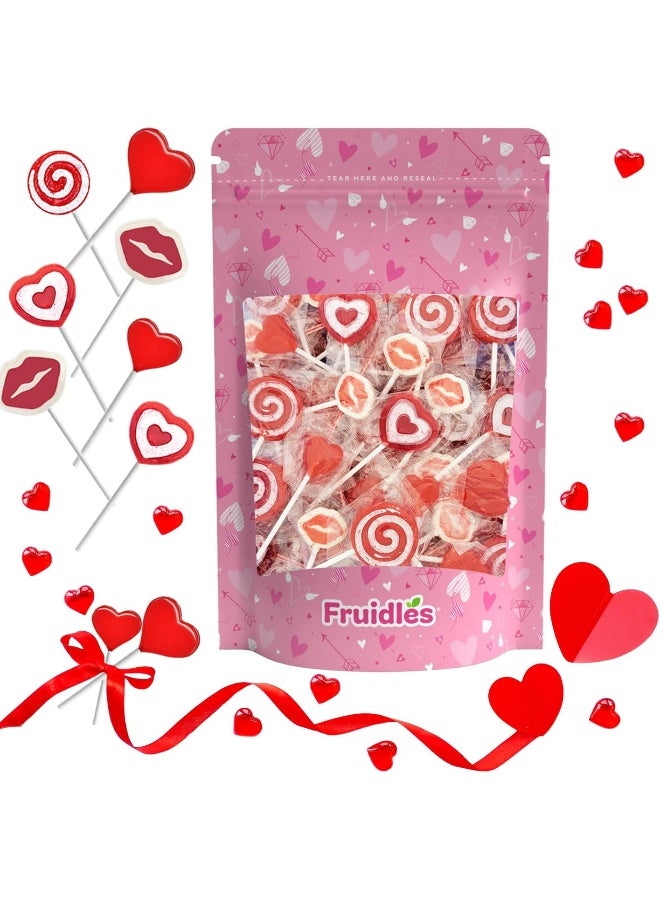 Fruidles Valentine's Lollipop Party Mix, Hearts, Lips N' Swirls Mixed Fruit Flavor Assortment, Individually Wrapped Assorted Half-Pound - Image 5