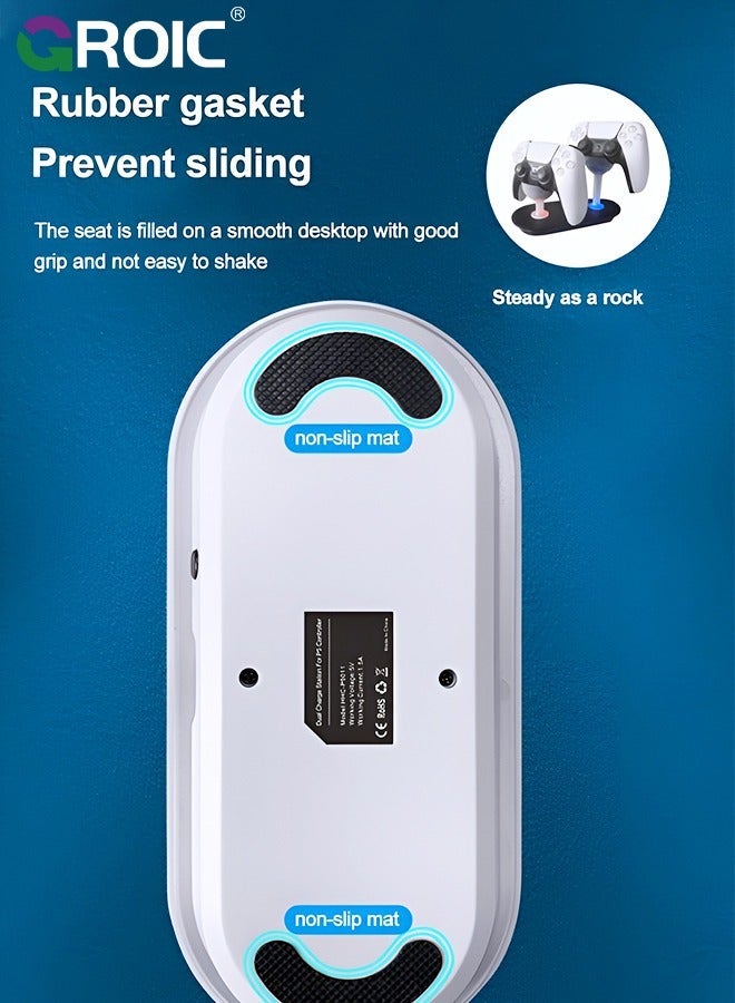 GROIC White PS5 Multifunctional Controller Charging Station with LED, Cooling Base, Dual Charger Docking for Headset Holder - Image 4