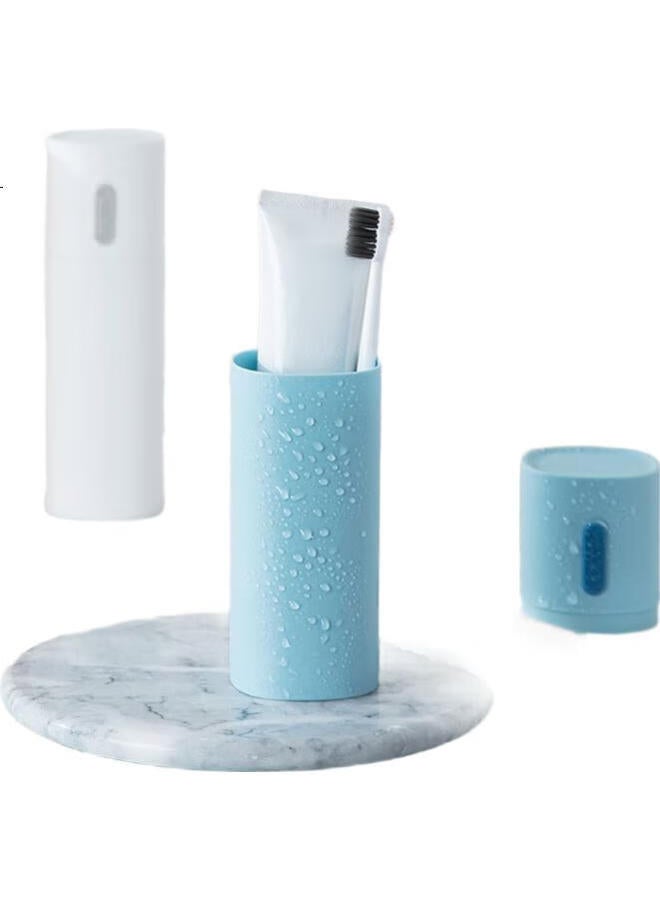JAJALIN Travel Toothbrush Storage Box, Simple Nordic Portable Toiletry Cup Set, Mouthwash Cup, Toothbrush Cup, Random Color - Image 2