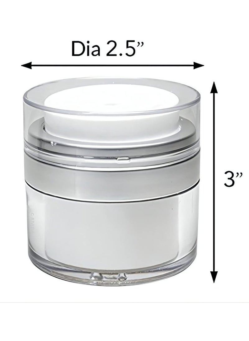 KASTWAVE - Cosmetic Cream Jar, 2 Pack 1.7 oz Airless Pump Jars Empty Acrylic Emulsions Containers with Pump, Refillable Travel Lotion Jar Bottle With Lid for Thick Moisturizer, Skincare Cream, White - Image 1